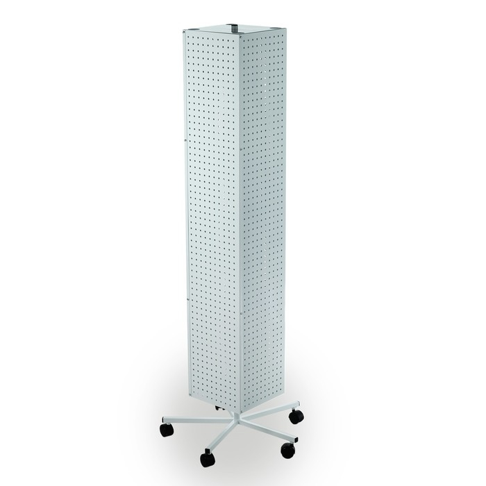 Стойка перфорированная на колёсах, 4 стороны, 28&times;28&times;170, шаг 2,5 см, цвет белый