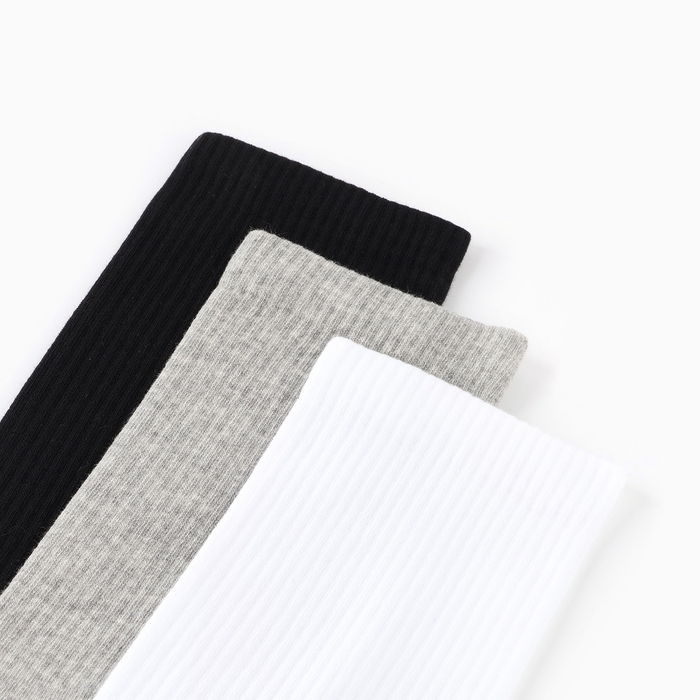 Набор мужских носков (3 пары), цвет белый/серый меланж/чёрный, размер 27-29