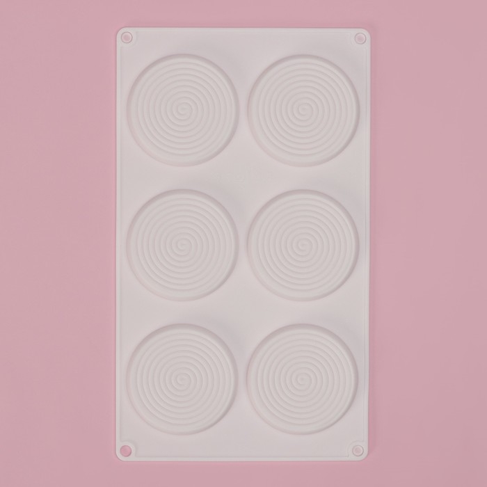 Форма для муссовых десертов и выпечки Доляна &laquo;Гипноз&raquo;, силикон, 30&times;17,5&times;0,5 см, 6 ячеек (d=7,7 см), цвет белый