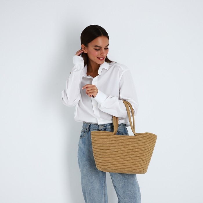 Сумка-тоут без застёжки, цвет бежевый Сумка-тоут без застёжки, цвет бежевый