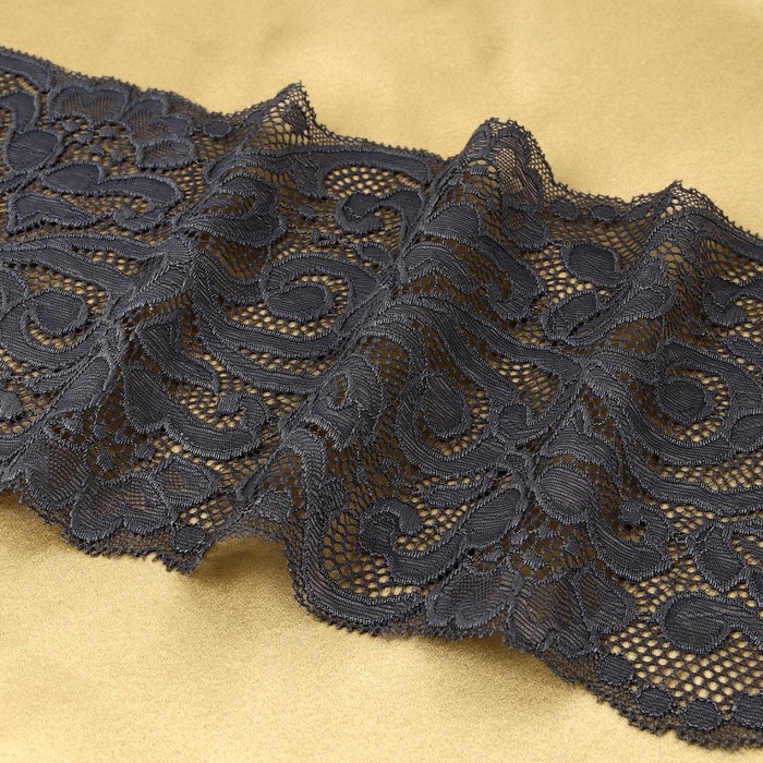 Кружевная эластичная ткань, 175 мм × 2,7 ± 0,5 м, цвет графитовый Кружевная эластичная ткань, 175 мм × 2,7 ± 0,5 м, цвет графитовый