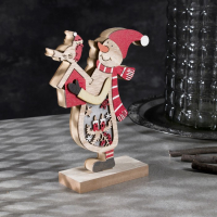 Светодиодная фигура &laquo;Снеговик&raquo; 11 &times; 21 &times; 5 см, дерево, батарейки ААх2 (не в комплекте), свечение тёплое белое