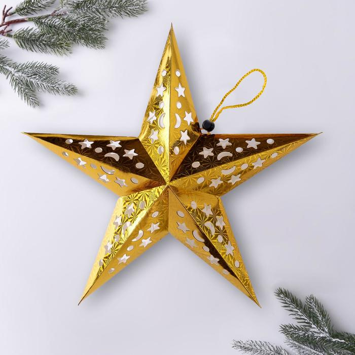 Звезда интерьерная с гирляндой «Золотые искры», 45 × 45 см Звезда интерьерная с гирляндой «Золотые искры», 45 × 45 см