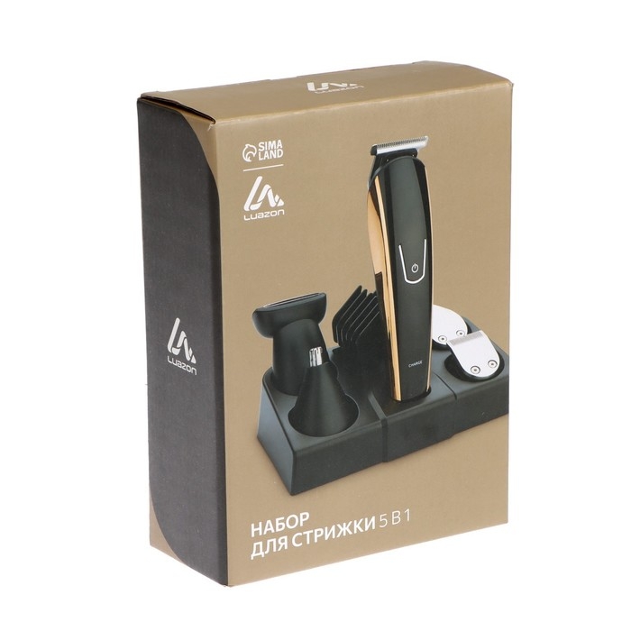 Набор для стрижки Luazon LTRI-15, 5 в 1, 6 Вт, 3/6/9/12 мм, триммер, АКБ, чёрный Набор для стрижки Luazon LTRI-15, 5 в 1, 6 Вт, 3/6/9/12 мм, триммер, АКБ, чёрный