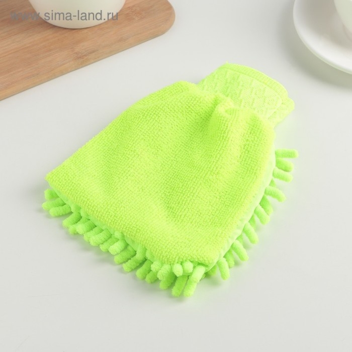 Варежка для уборки Доляна &laquo;Букли&raquo;, микрофибра односторонняя, 15&times;20 см, цвет МИКС