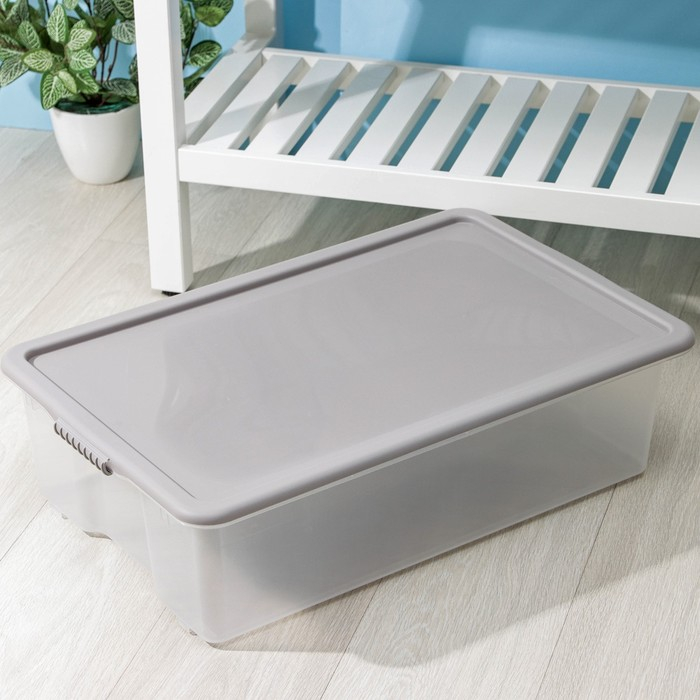 Контейнер для хранения с крышкой Porter, 32 л, 64×41,5×17,5 см, цвет дымчато-серый Контейнер для хранения с крышкой Porter, 32 л, 64×41,5×17,5 см, цвет дымчато-серый