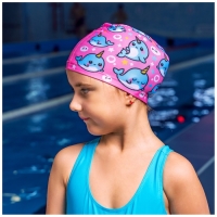 Шапочка для плавания детская ONLYTOP «Нарвалы», тканевая, обхват 46-52 см Шапочка для плавания детская ONLYTOP «Нарвалы», тканевая, обхват 46-52 см