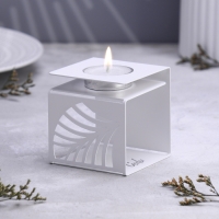Подсвечник малый "Пальмовый лист" 7х7х7 см, белый Подсвечник малый "Пальмовый лист" 7х7х7 см, белый