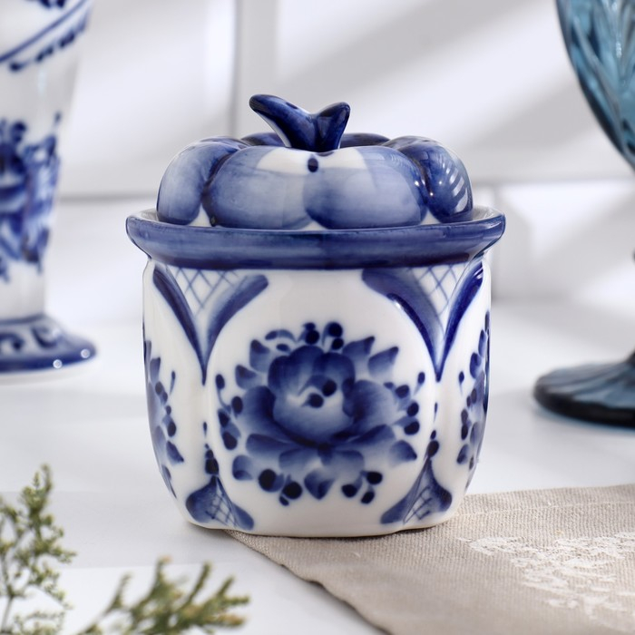 Солонка &laquo;Осень&raquo;, 7,5х7,5х9,5 см, гжель