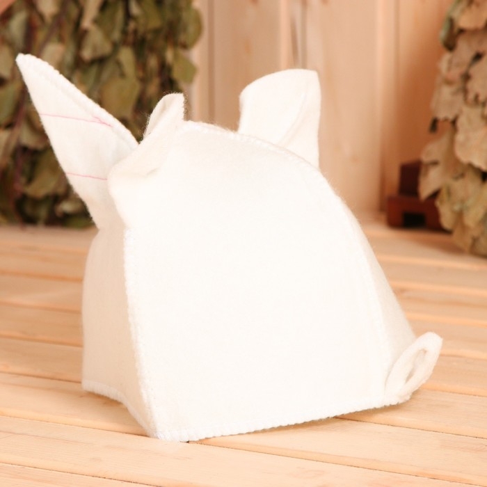 Шапка модельная белая "Единорог Радужный"