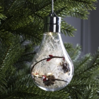 Ёлочный шар &laquo;Шишки&raquo;, батарейки, 5 LED, свечение белое