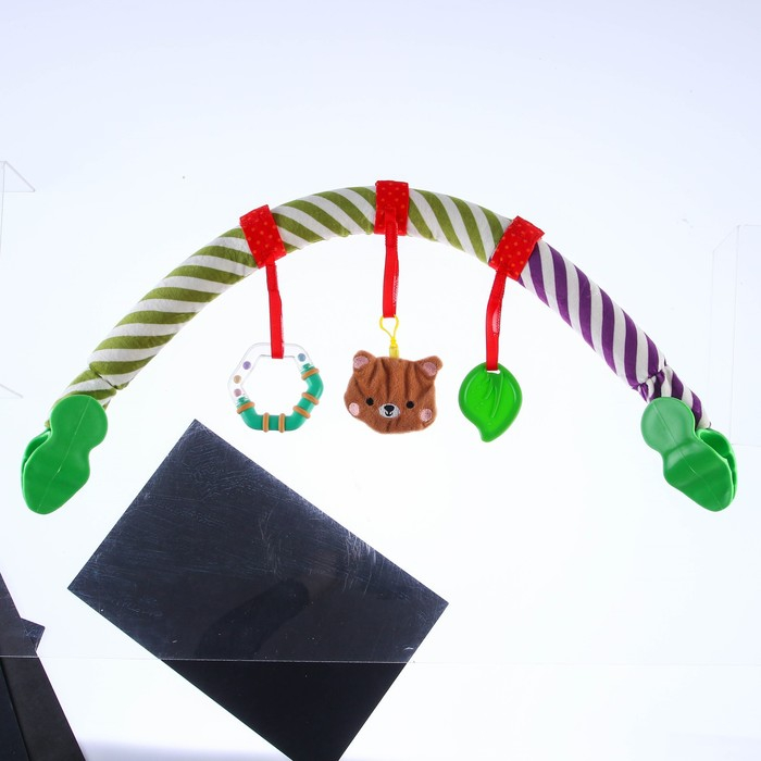 Дуга игровая мягкая на кроватку, коляску &laquo;Мишка&raquo;, 28-43 см, прорезыватель, погремушки, 3 игрушки, Крошка Я