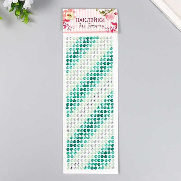 Наклейка пластик стразы Наклейка пластик стразы "Градиент зелёного" 30х10,5 см