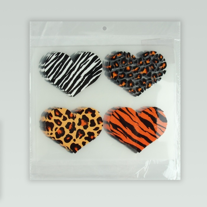 Термотрансфер &laquo;Анималистичные сердца&raquo;, 19,3 &times; 16 см, 4 дизайна, цена за 1 лист