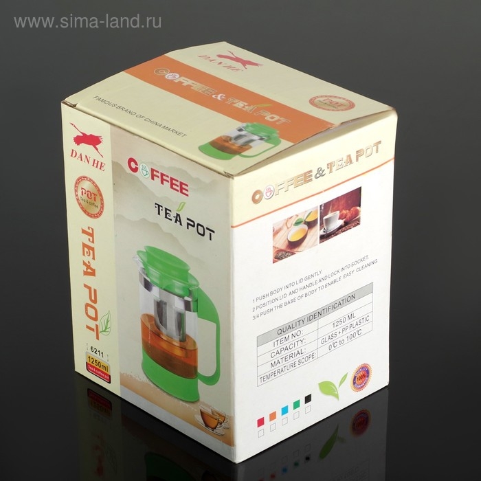 Чайник стеклянный заварочный &laquo;Шоколад&raquo;, 1,25 л, с металлическим ситом