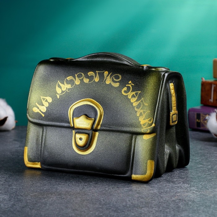 Копилка "Барсетка" чёрная,12х18х14см МИКС