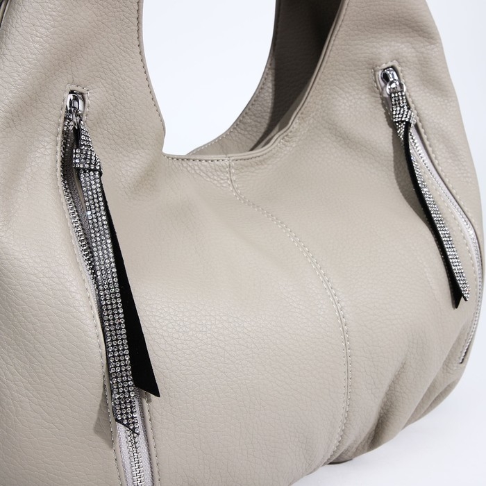 Сумка-мешок на молнии, 3 наружных кармана, цвет серый Сумка-мешок на молнии, 3 наружных кармана, цвет серый