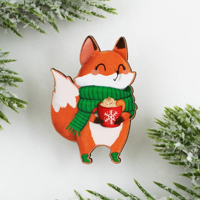 Значок в коробочке новогодний «Лисенок» на Новый год 2,7 х 4 см Значок в коробочке новогодний «Лисенок» на Новый год 2,7 х 4 см