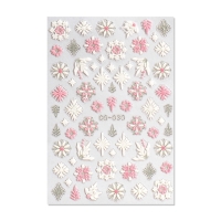 Новый год! Наклейки для ногтей «Снежинки», объемные, цвет белый/розовый Новый год! Наклейки для ногтей «Снежинки», объемные, цвет белый/розовый