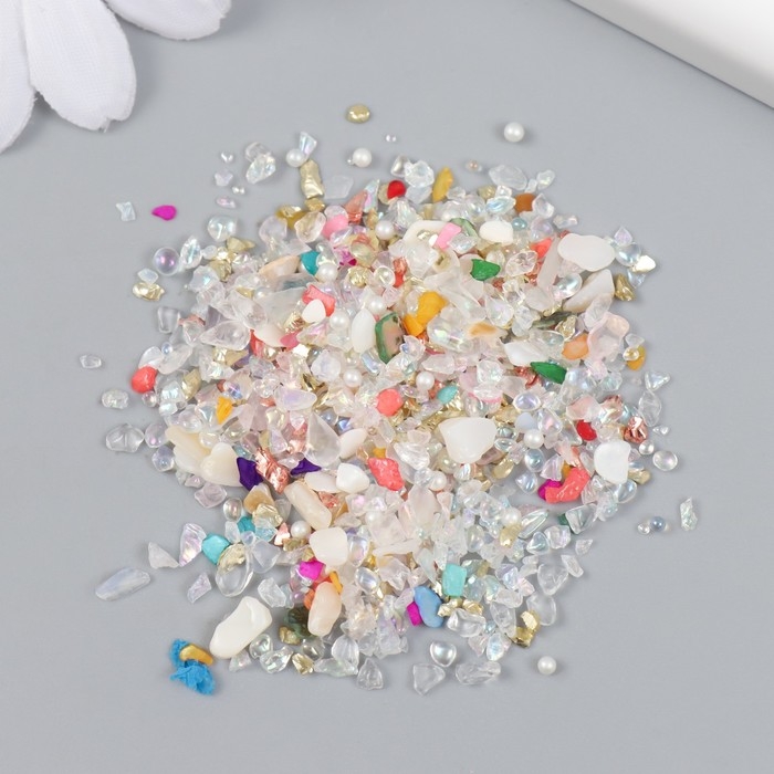 Декор для творчества в баночке "Природный камень с перламутром - нежность" 20 гр 5х2,2х2,2 см   9369