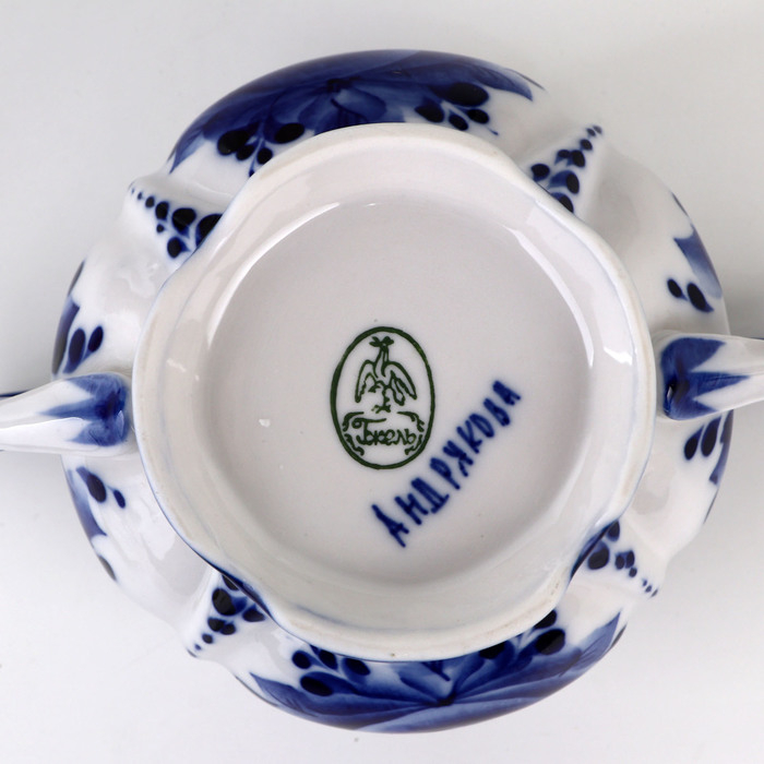 Сахарница &laquo;Цветок&raquo;, малая 17х10х11,5 см гжель