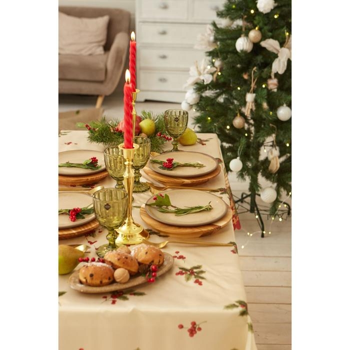 Скатерть новогодняя Доляна "&laquo;Новогоднее настроение&raquo;" 145*180 см, 100% п/э