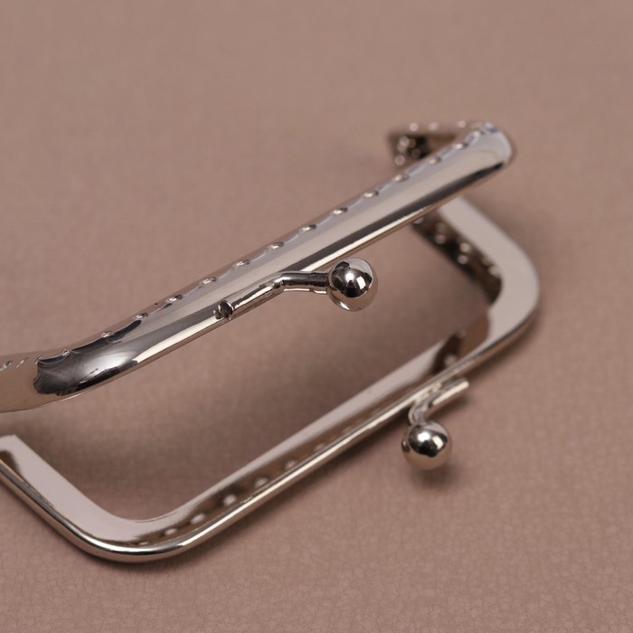 Фермуар пришивной &laquo;Прямоугольник&raquo;, 8 &times; 5 см, цвет серебряный