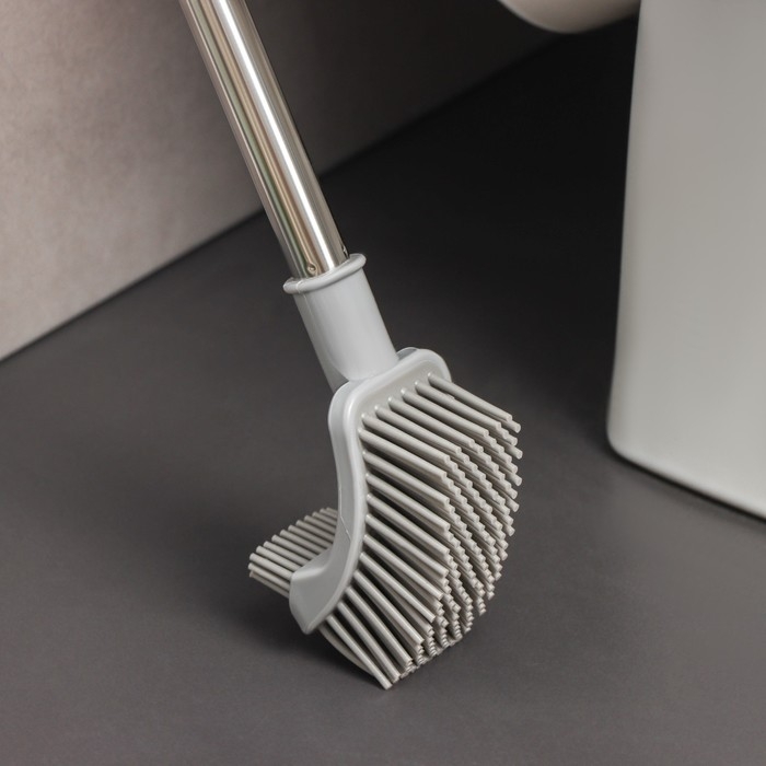 Ёршик для унитаза Доляна, силиконовый, 10×5×58 см, цвет серый Ёршик для унитаза Доляна, силиконовый, 10×5×58 см, цвет серый