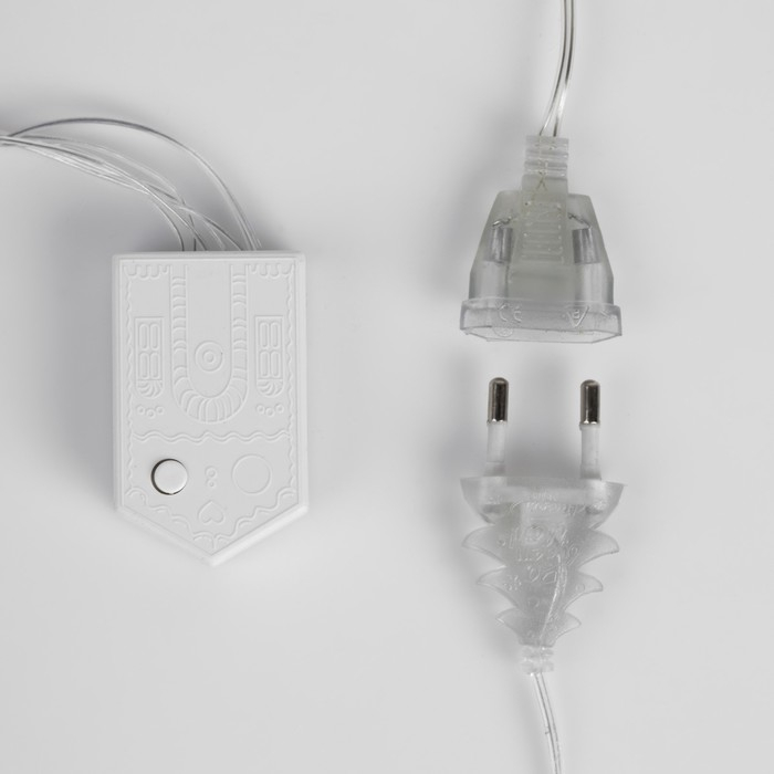 Гирлянда &laquo;Занавес&raquo; 2.5 &times; 0.65 м с насадками &laquo;Капли&raquo;, IP20, прозрачная нить, 50 LED, свечение тёплое белое, 8 режимов, 220 В