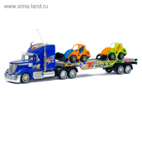 Грузовик радиоуправляемый «Автовоз», с тракторами, работает от батареек, МИКС Грузовик радиоуправляемый «Автовоз», с тракторами, работает от батареек, МИКС