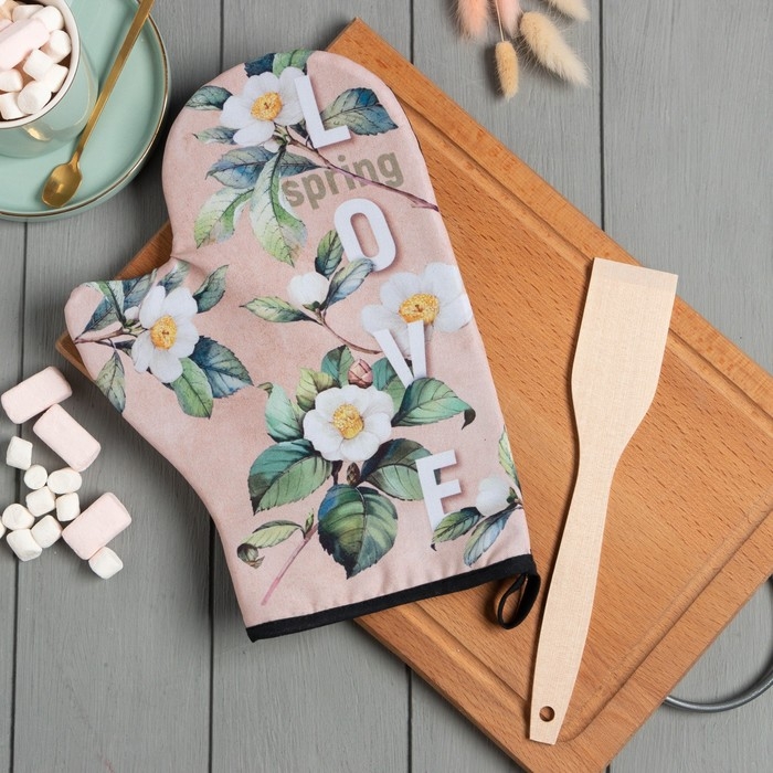 Кухонный набор Кухонный набор "Love",варежка-прихватка 20х28см, лопатка деревянная