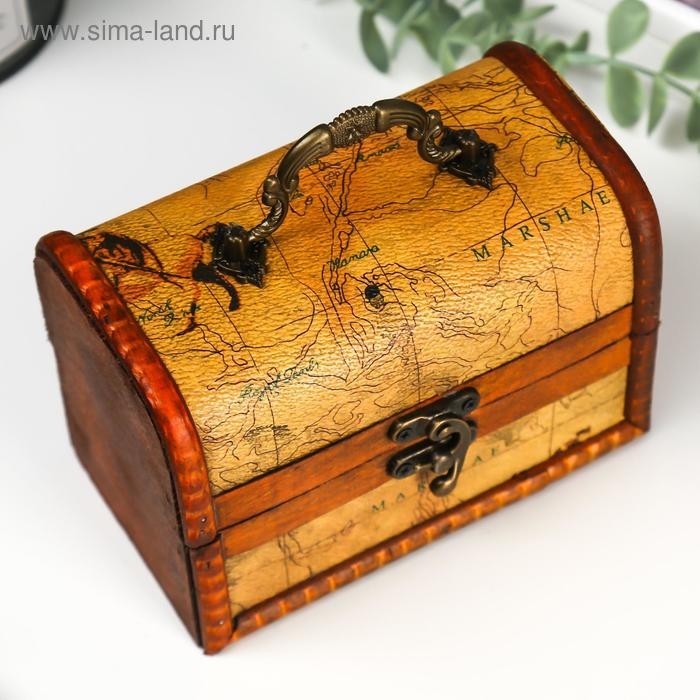 Шкатулка дерево сундучок Шкатулка дерево сундучок "Карта странника" 10,5х15х9 см