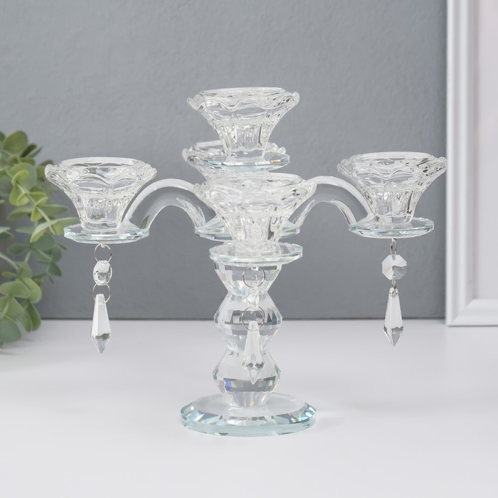 Подсвечник стекло на 5 свечей "Канделябр" 19х23х23 см