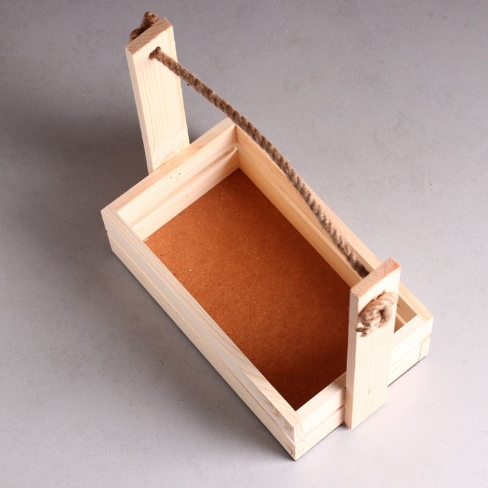 Набор кашпо деревянных 2 в 1 (25.5&times;15&times;30; 20&times;12&times;23 см) "Аром", ручка канат, Натуральная сосн 1006000