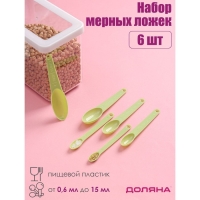 Набор мерных ложек Доляна &laquo;Изящество&raquo;, 6 шт, 13&times;3 см, цвет МИКС