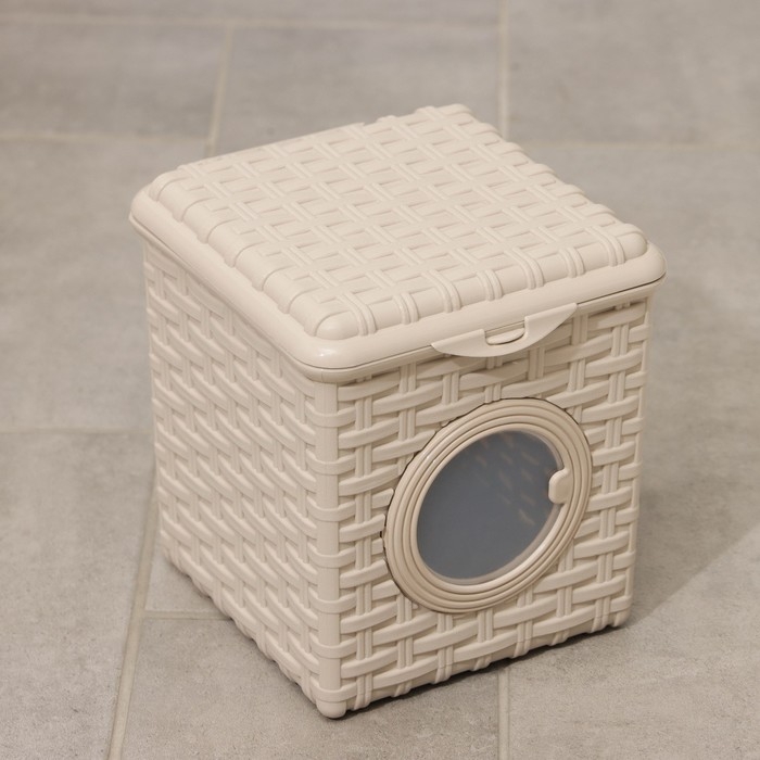 Контейнер для мелочей &laquo;Ротанг&raquo;, 3 л, с иллюминатором, цвет латте