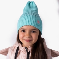 Шапка вязаная для девочки, цвет мятный/сердечко, размер 52-56 Шапка вязаная для девочки, цвет мятный/сердечко, размер 52-56