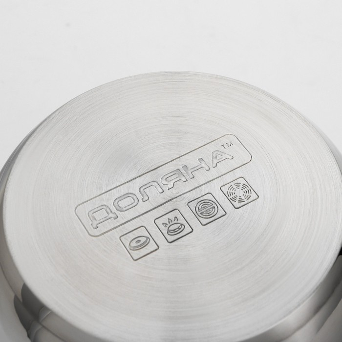 Кастрюля из нержавеющей стали Доляна &laquo;Чёрная ночь&raquo;, 1,5 л, с крышкой