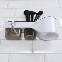 Органайзер для хранения, навесной, 3 секции, с клеевой основой, 28,7 × 10,5 × 8,5 см, цвет коричневый/белый Органайзер для хранения, навесной, 3 секции, с клеевой основой, 28,7 × 10,5 × 8,5 см, цвет коричневый/белый