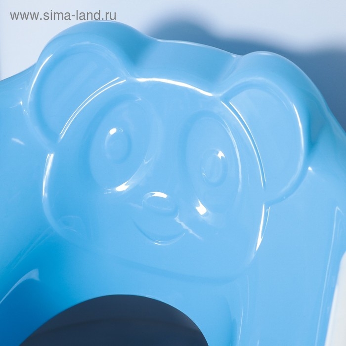 Детская накладка - сиденье на унитаз со ступенькой &laquo;Панда&raquo;, с ручками, цвет голубой