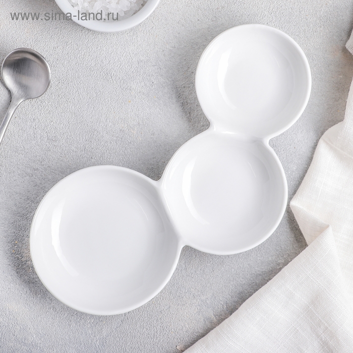 Менажница керамическая &laquo;Атом&raquo;, 20&times;12 см, цвет белый