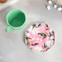 Чайная пара &laquo;Цветы&raquo;, кружка 200 мл, блюдце 13 см