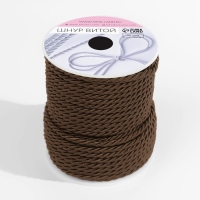 Шнур витой, d = 3 мм, 25 &plusmn; 1 м, цвет коричневый