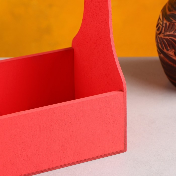 Кашпо деревянное 20&times;12.5&times;20 см Стелла Моно, с ручкой, розовый Дарим Красиво