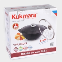 Казан &laquo;Традиция&raquo;, 4,5 л, металлическая крышка, литые ручки, антипригарное покрытие, цвет чёрный