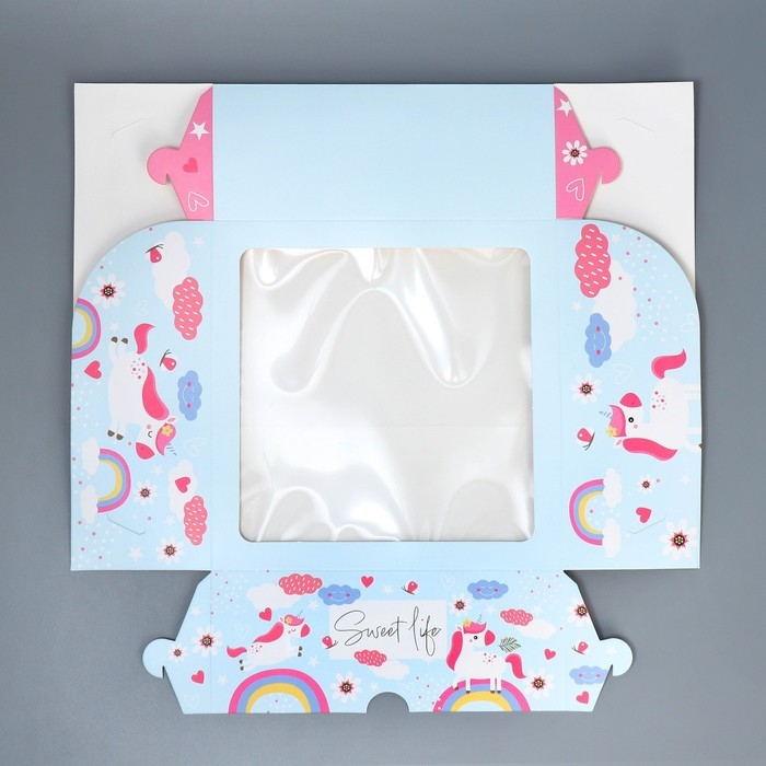 Коробка для капкейков и бенто-торта, кондитерская упаковка &laquo;Ванильные единороги&raquo;, 25 х 25 х 10 см