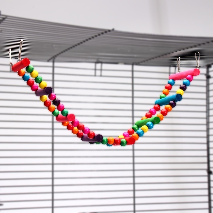 Игрушка для птиц Игрушка для птиц" Лесенка с бусинками" 8 ступеней, микс цветов