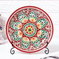 Ляган Риштанская Керамика "Цветы", 25 см, красный Ляган Риштанская Керамика "Цветы", 25 см, красный