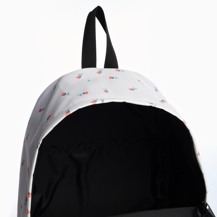 Рюкзак школьный текстильный &laquo;Цветы&raquo;, 42х14х28 см, цвет белый