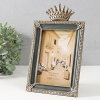 Фоторамка полистоун 10х15 см "Корона" серо-синий 13,7х2,8х23,2 см